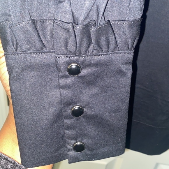 BWT Pearl by Lela Rose Pretty Black Cotton poplin with lace trim top size 2 - Picture 4 of 8